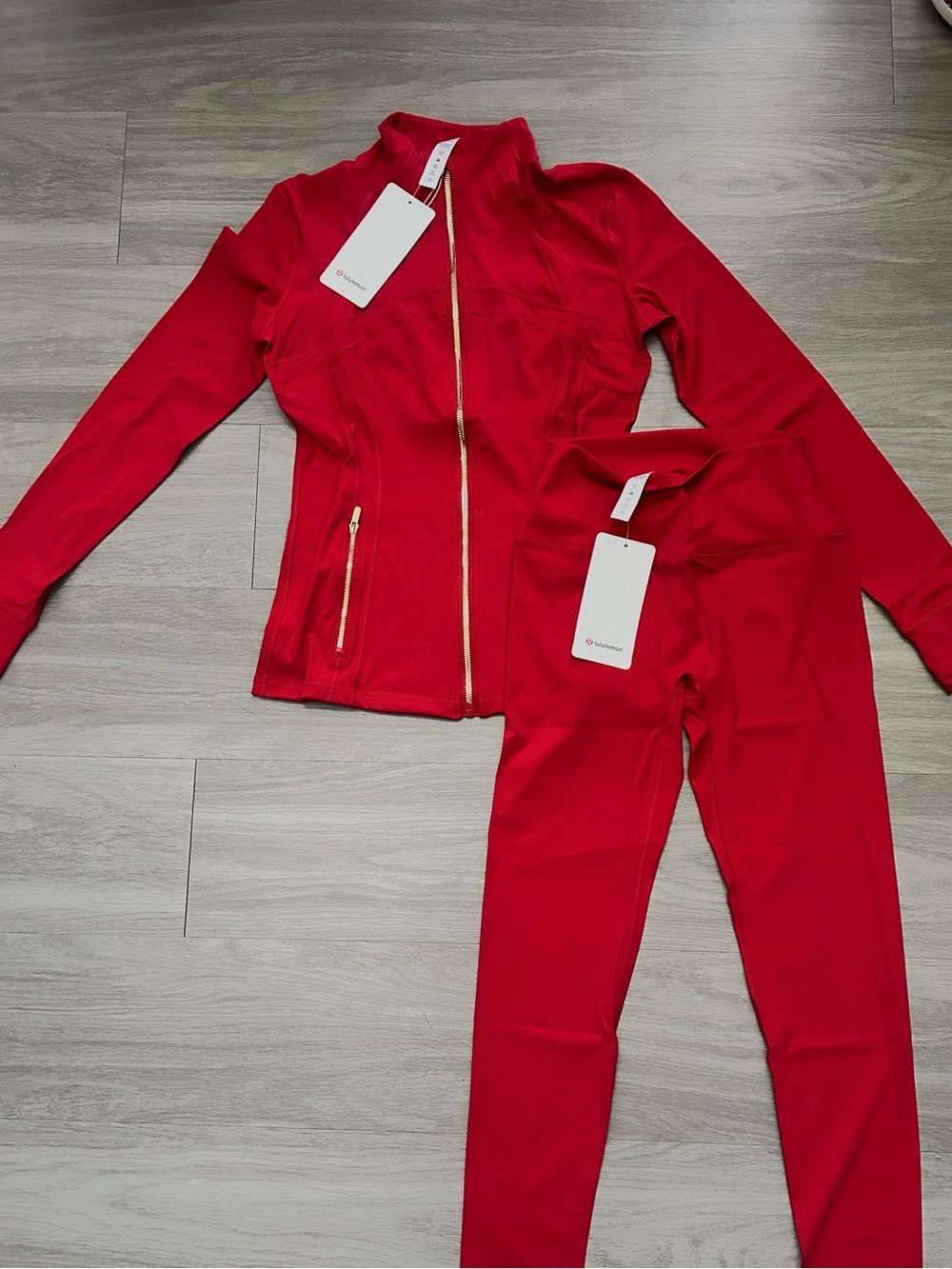 Women's Red Active Zip Jacket & Legging Set